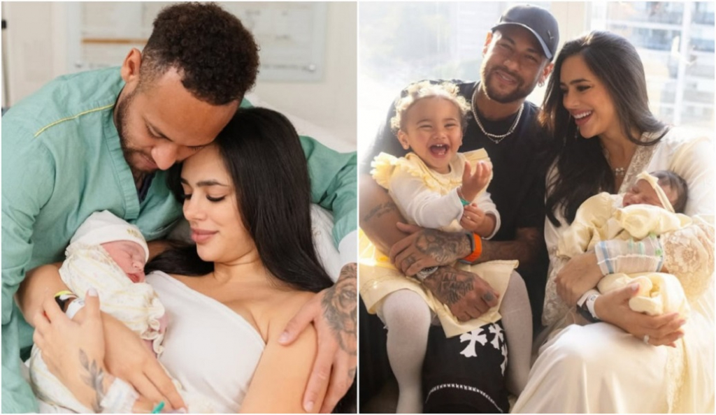 Neymar e Bruna Biancardi compartilham primeiras fotos da filha Mel na maternidade