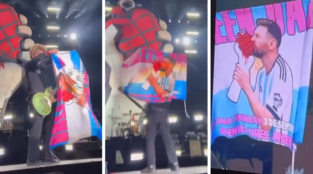 Com bandeira de Messi, Green Day agita público em Buenos Aires antes de show no The Town